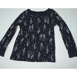 Old Navy Halloween Pajama Shirt Toddler Boys 2T Black Dancing Skeletons PJ Top